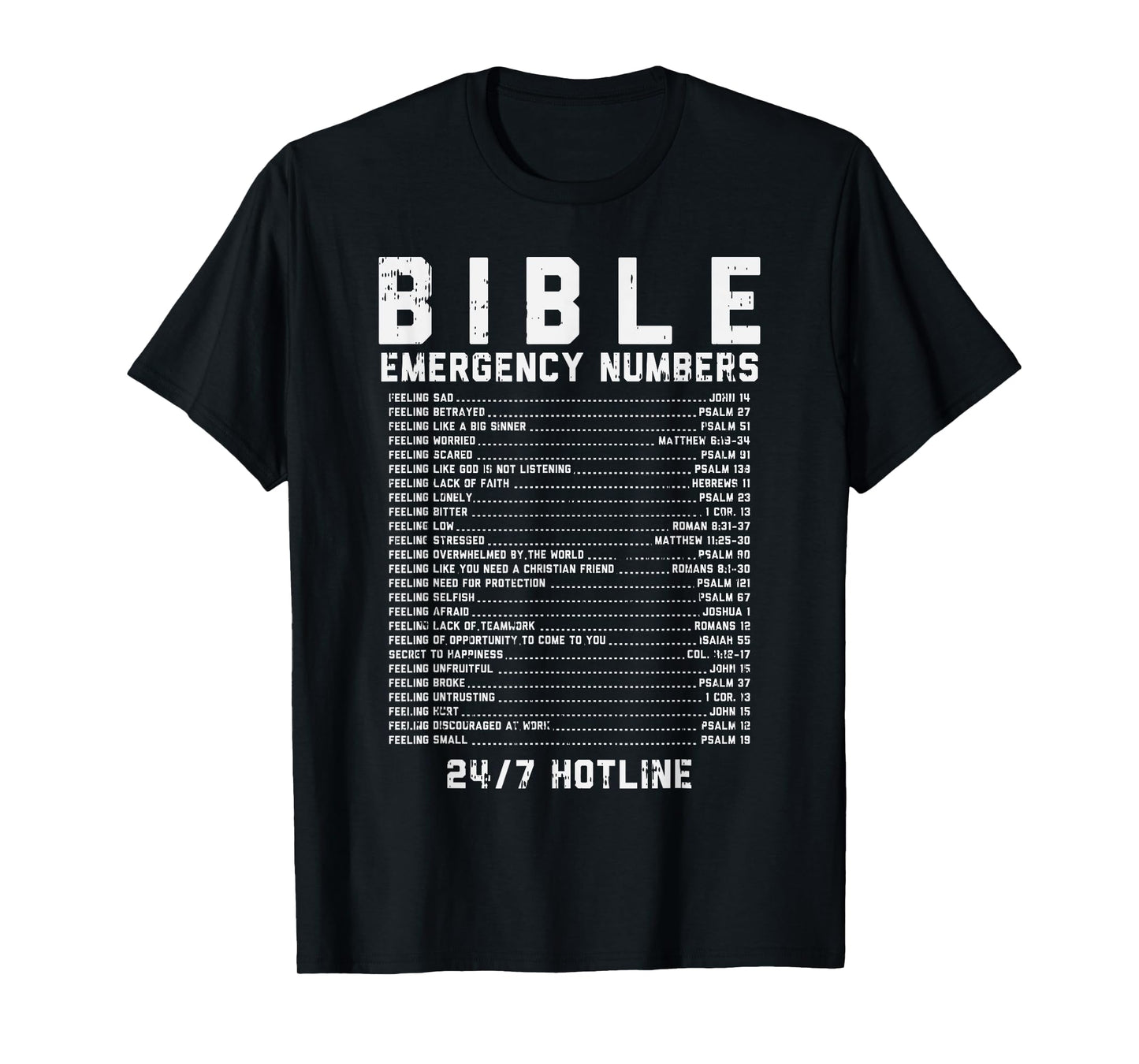 Bible Emergency Numbers Verse God Jesus Faith Christian Gift T-Shirt