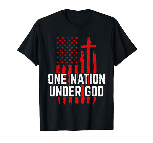 One Nation Under God Jesus Blessed American Flag T-Shirt