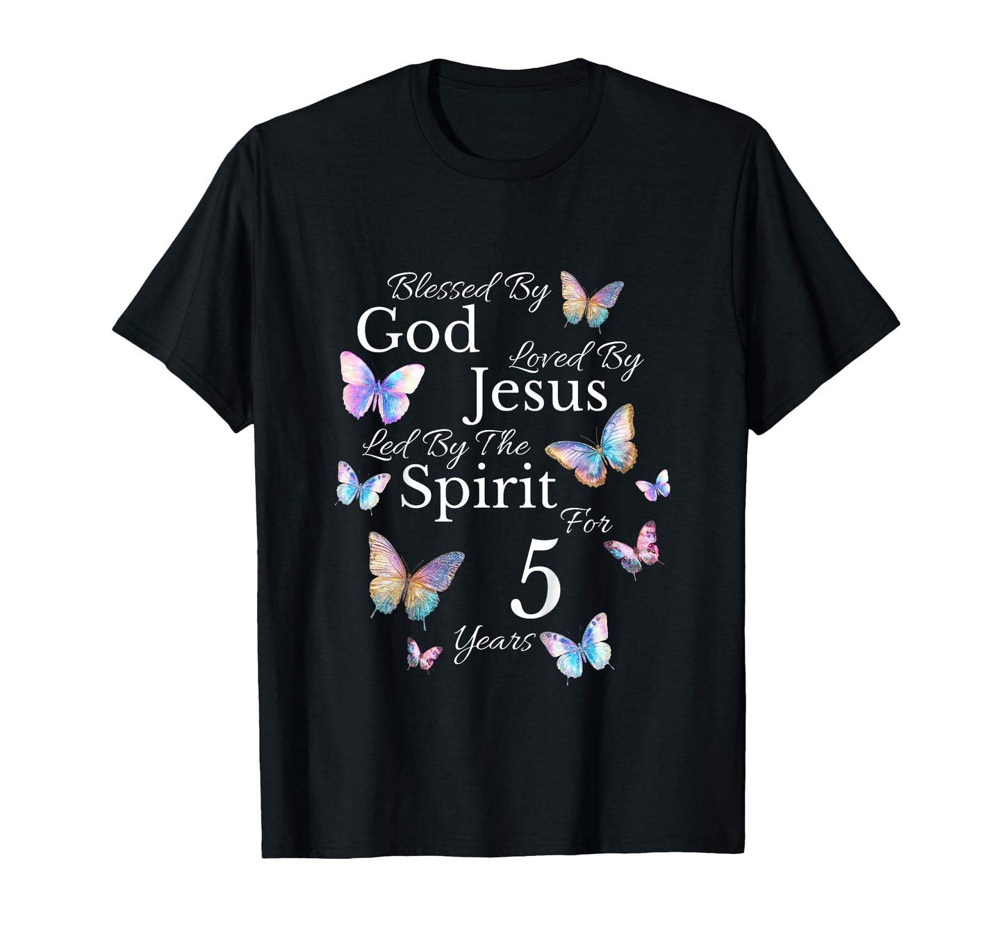 Kids Blessed By God Loved By Jesus For 5 Years Old 5th Birthday T-Shirt