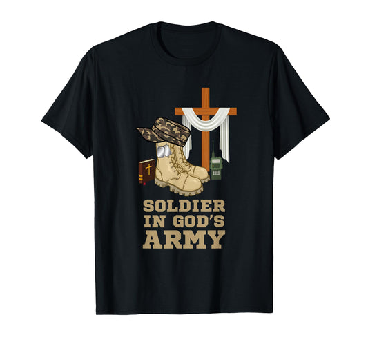 Christian Soldier In God's Army Military Jesus Christ Cross T-Shirt