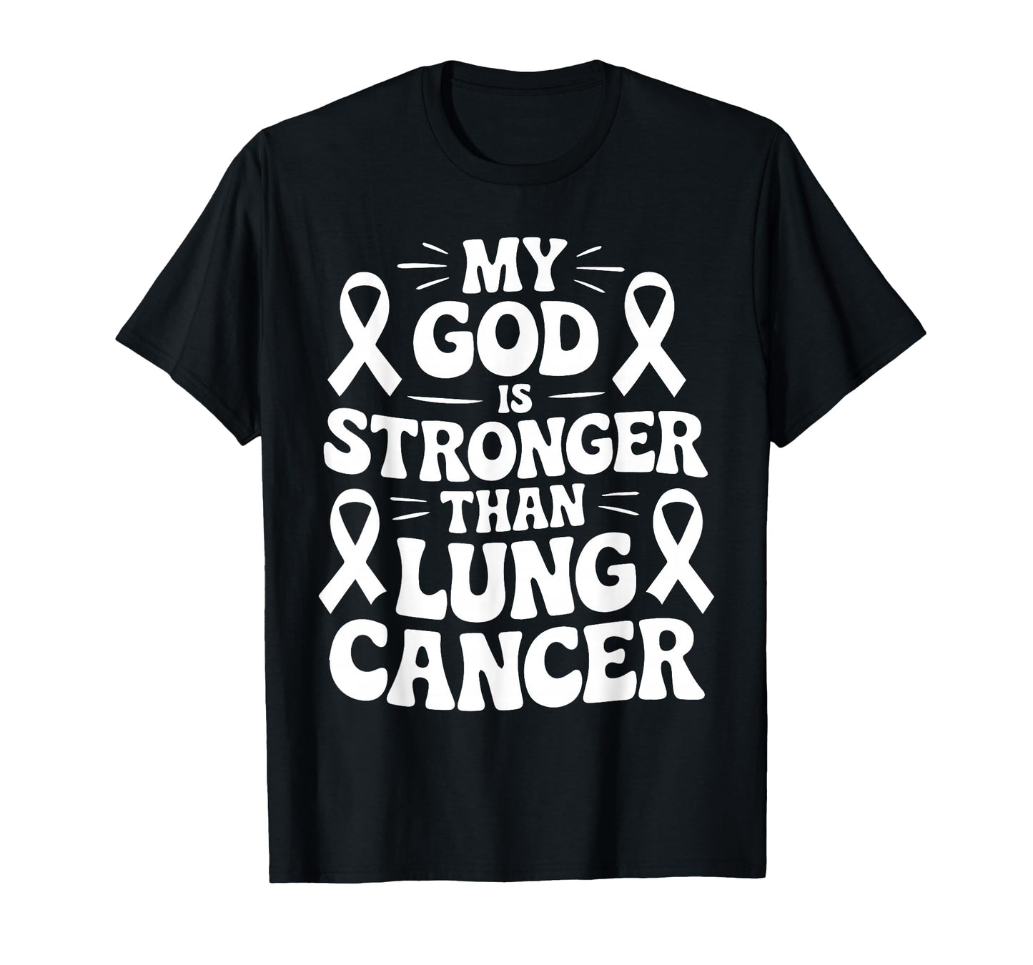 Lung Cancer Support God's Strength White Ribbon Awareness T-Shirt