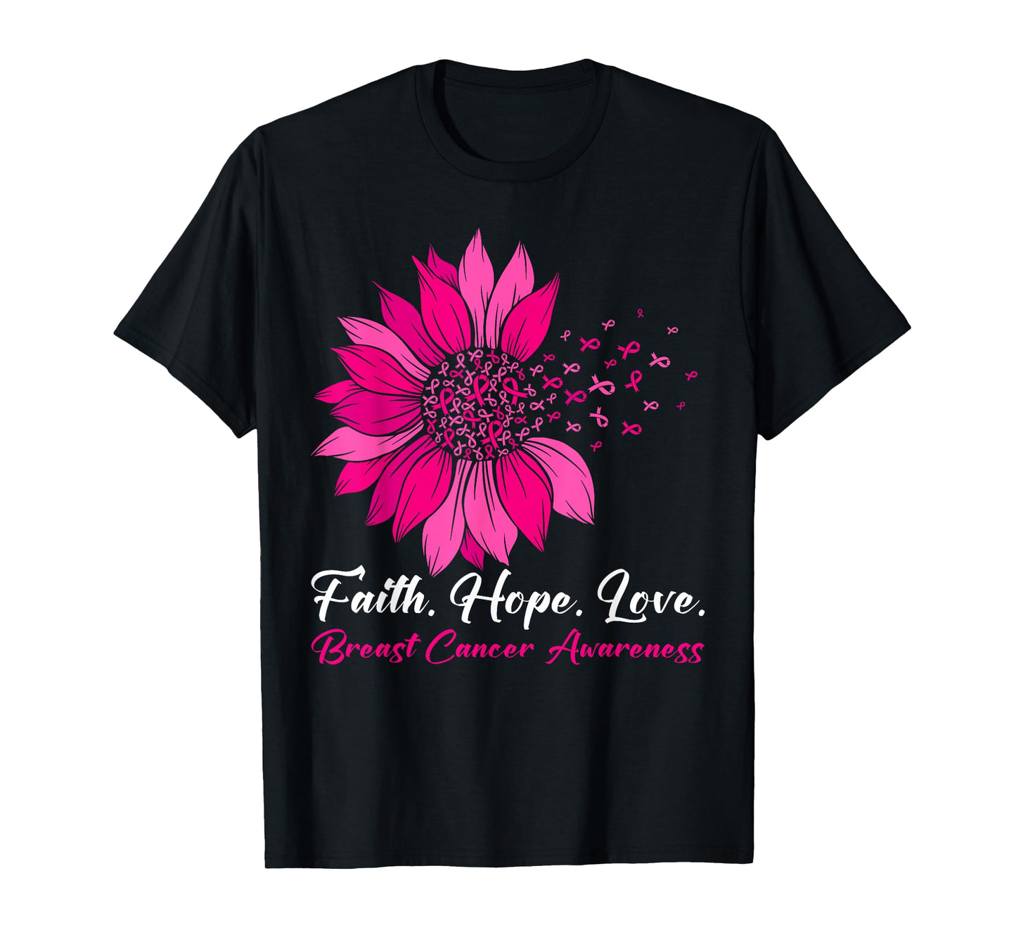 Sunflower Faith Hope Love Breast Cancer Awareness T-Shirt