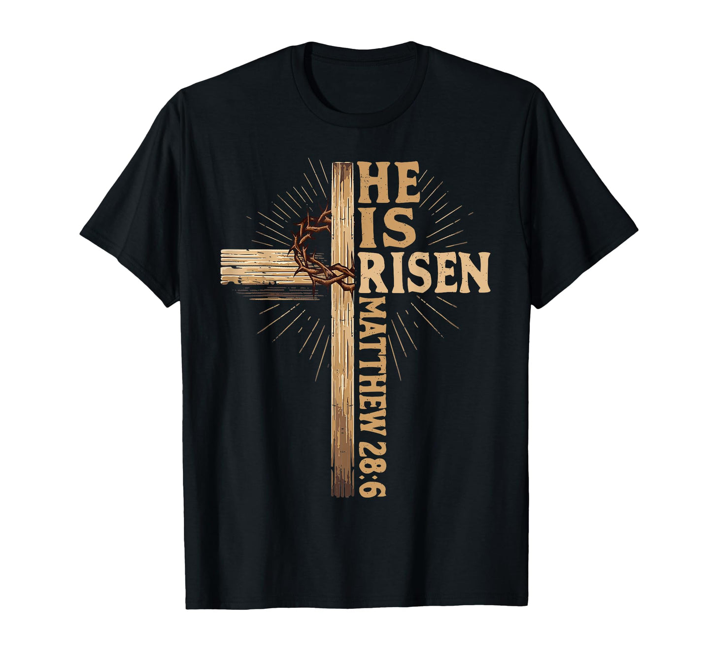 He Is Risen Christian Easter Jesus Religious Vintage Cross T-Shirt