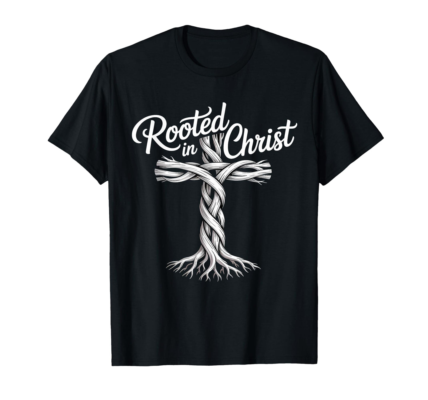 Rooted in Christ Jesus Christian Faith Cross T-Shirt