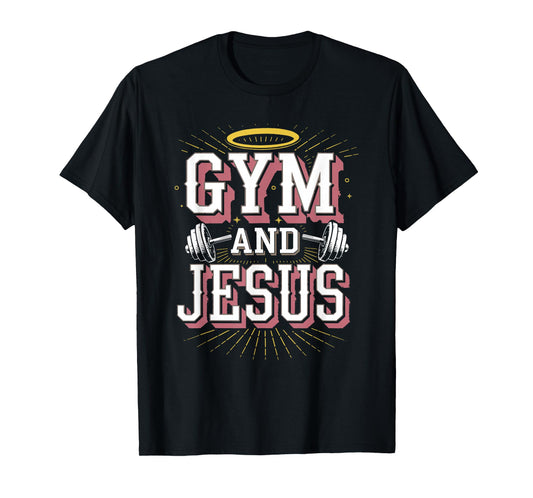 Gym and Jesus Faith Fitness Design T-Shirt