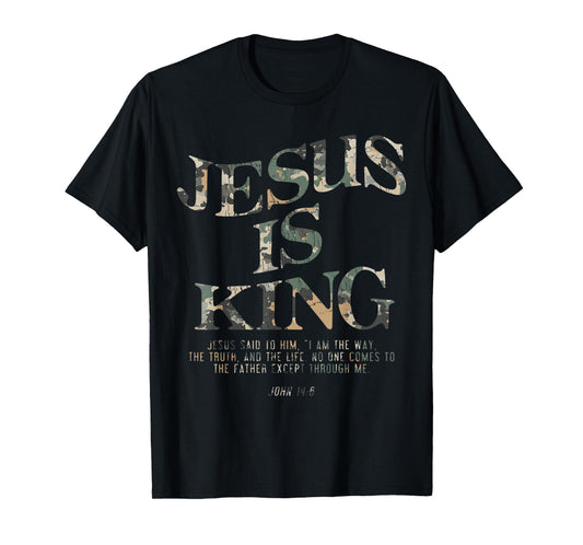 Vintage Camo Jesus Is King Jesus John 14 6 Costume Christian T-Shirt