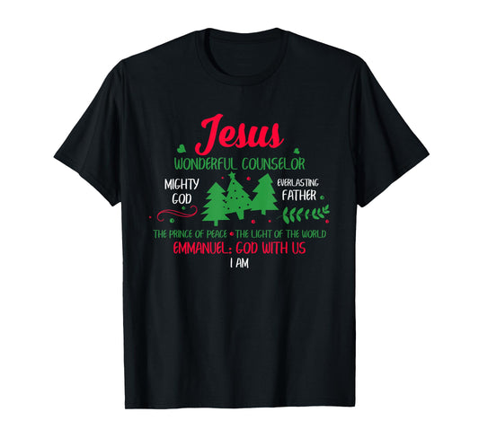 Christian Christmas Bible God With Us Jesus Tree T-Shirt