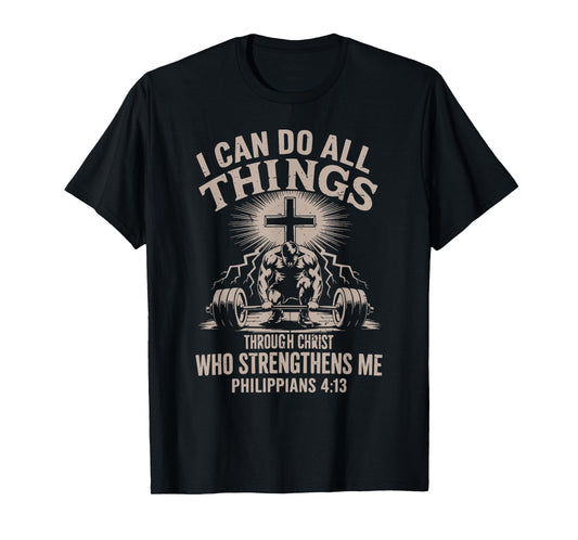 Can Do All Things Funny Christian Workout Gym Weightlifting T-Shirt