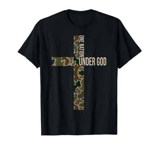 Jesus Camo One Nation Under God Christian Cross God Faith T-Shirt