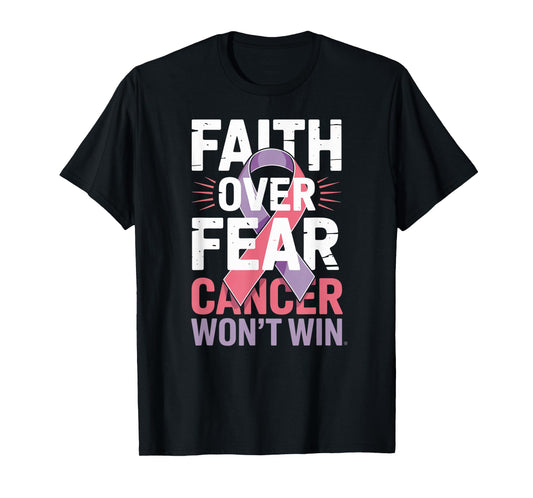 Faith Over Fear Cancer Won't Win Pink Ribbon T-Shirt