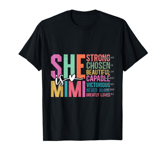 She is Mimi Christian Mother's Day Present For Grandma Women T-Shirt