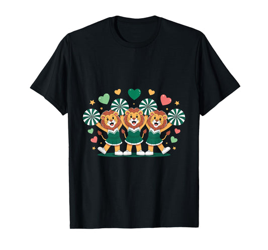 Isibindi Cheer Team – Cute Lion Girls in Green Uniform T-Shirt