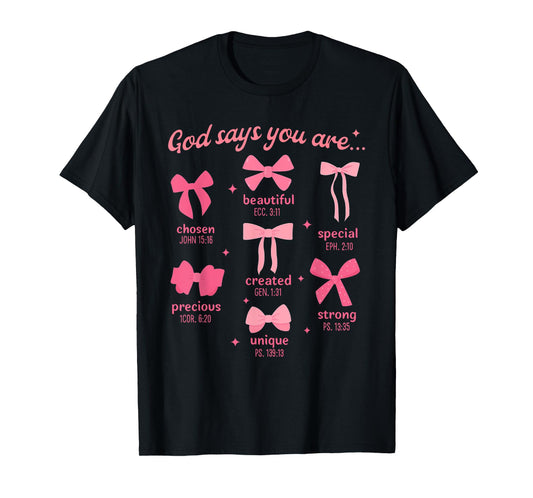 Coquette Bow Bible Verse Christian Jesus Christ Girls Women T-Shirt
