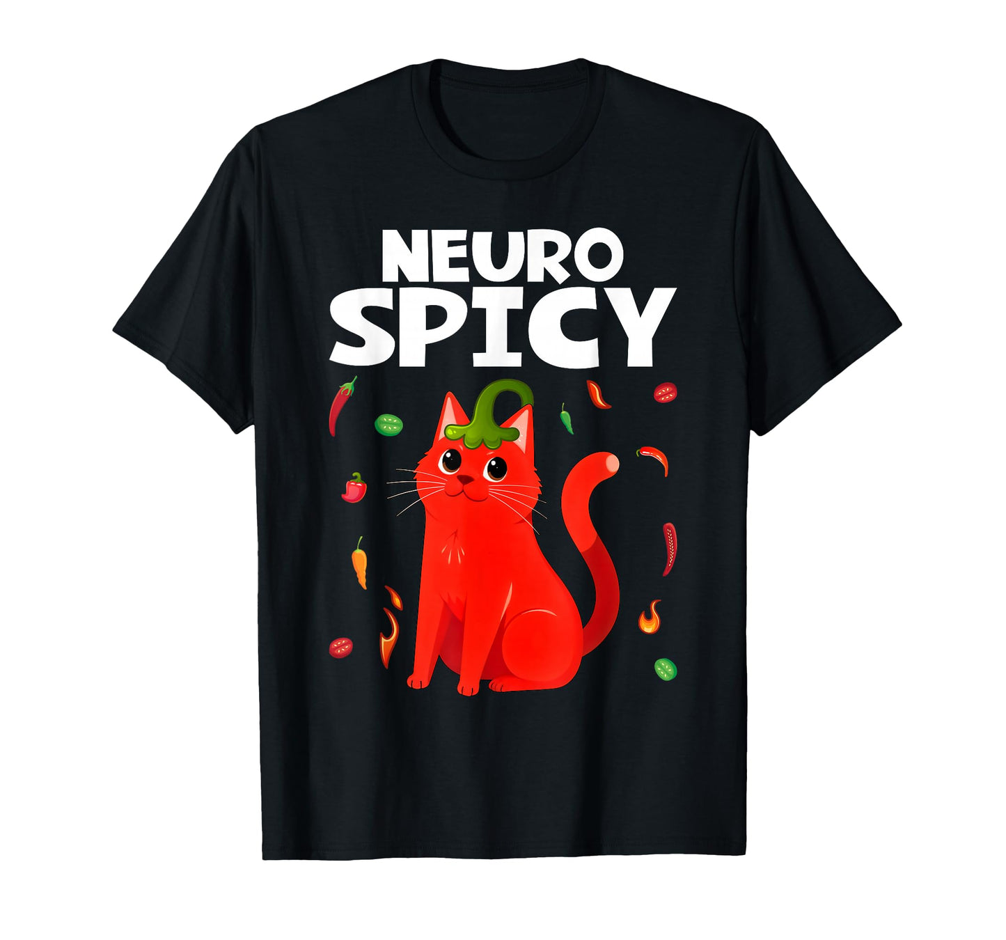 Neurospicy Funny Neurodivergent ADHD ASD Autism Cat Lover T-Shirt