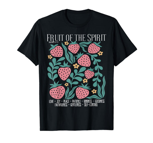 Retro Fruit Of The Spirit Strawberry Bible Verse Christian T-Shirt