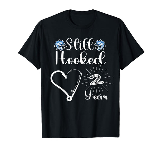 Married 2 Year - Fishing Couple - 2nd Wedding Anniversary T-Shirt