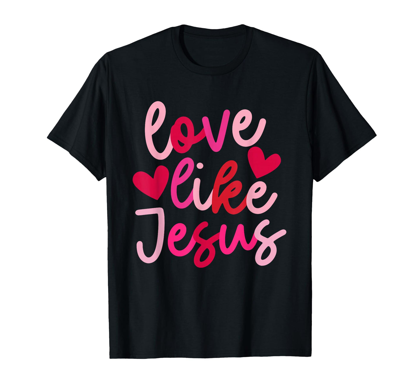 IZI POD Retro Love Like Jesus Coquette Heart Bow T-Shirt, Unisex-Adults, Black, Small, Short Sleeve, Valentine's Day Tee