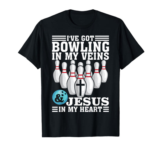 Funny Bowling Gift For Men Women Cute Bowler And Jesus Love T-Shirt