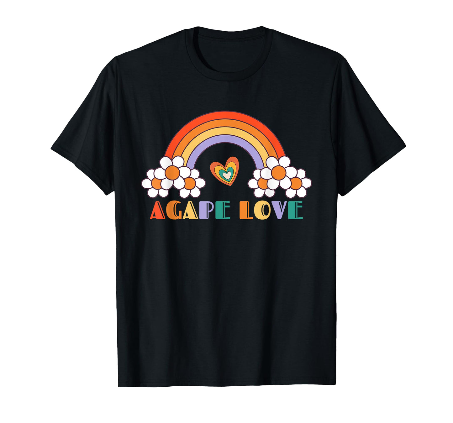 Agape Love Rainbow Heart Inspirational Women Christian T-Shirt