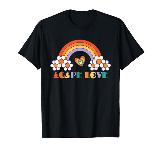 Agape Love Rainbow Heart Inspirational Women Christian T-Shirt