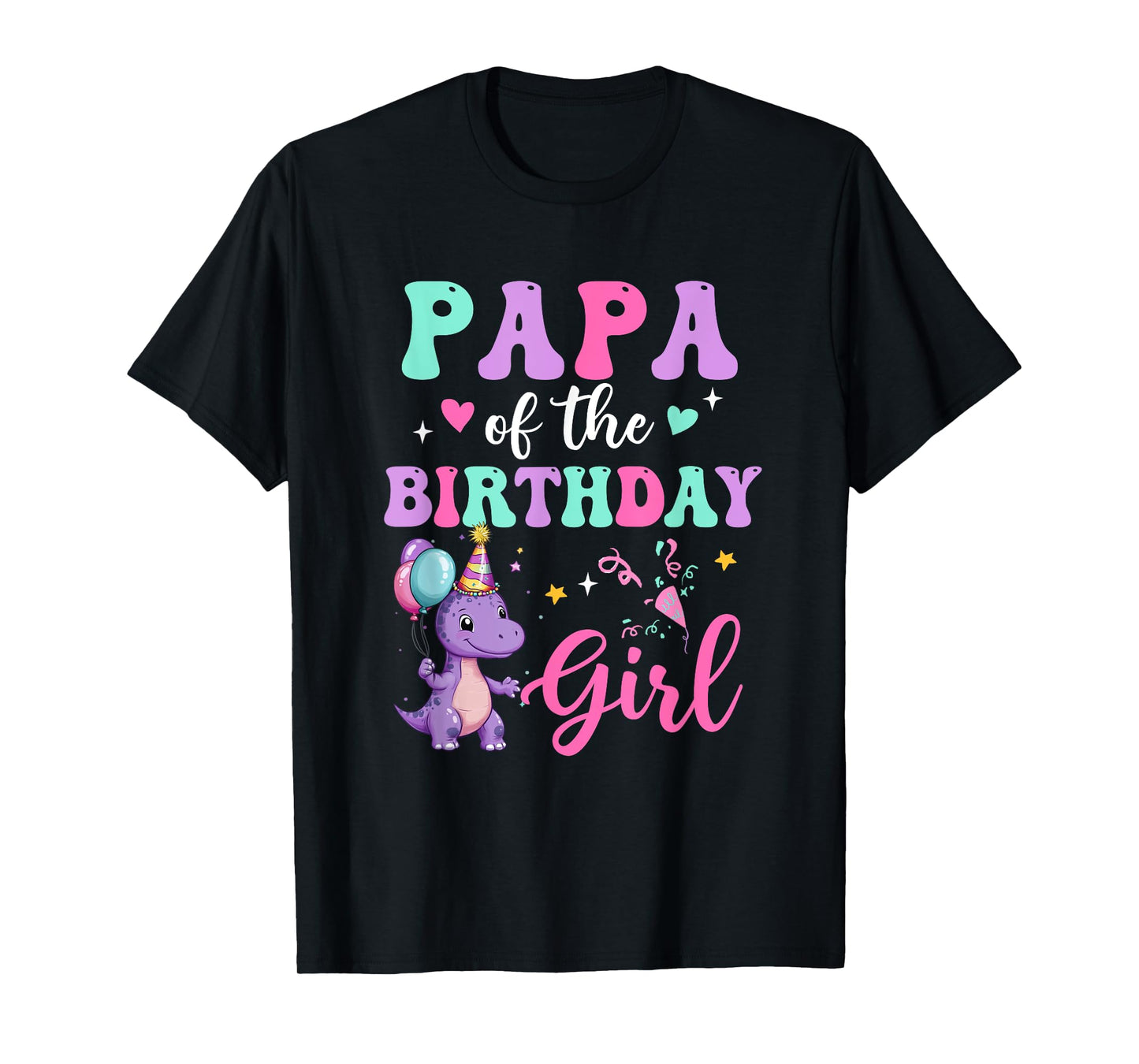 Papa Of The Birthday For Girl Dinosaur T-Rex Party Family T-Shirt