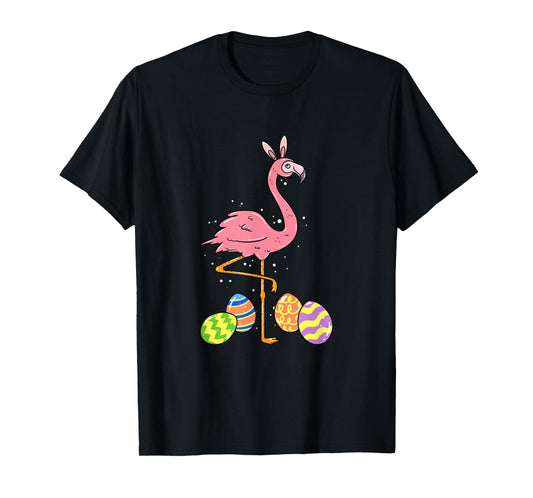 Easter Flamingo Easter Bunny Egg Basket Funny Easter T-Shirt