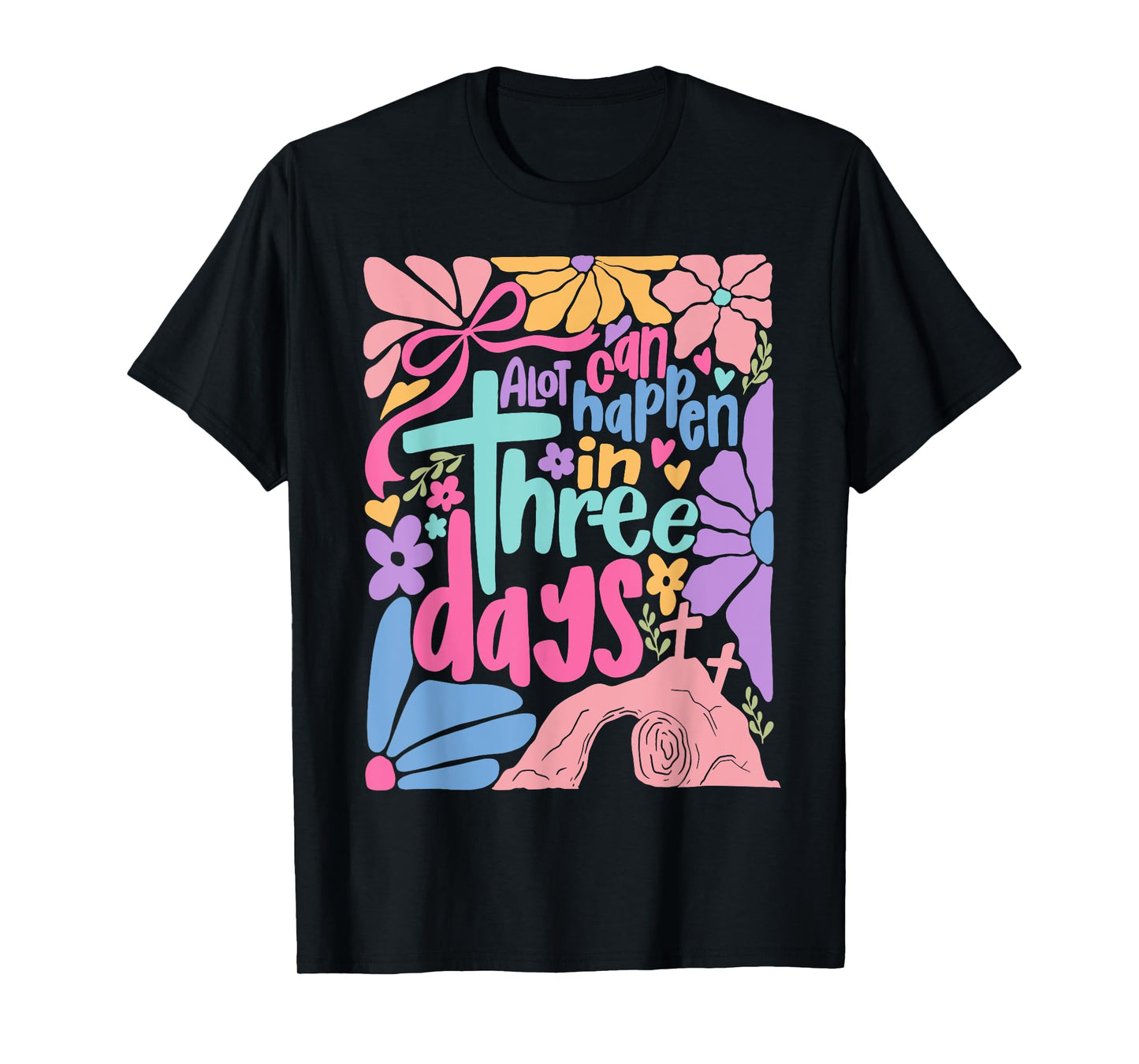Boho Coquette Alot Can Happen in Three Days Christian Easter T-Shirt