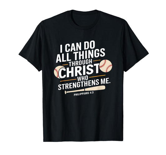 Christian Baseball Bible Verse Sports Faith Design T-Shirt