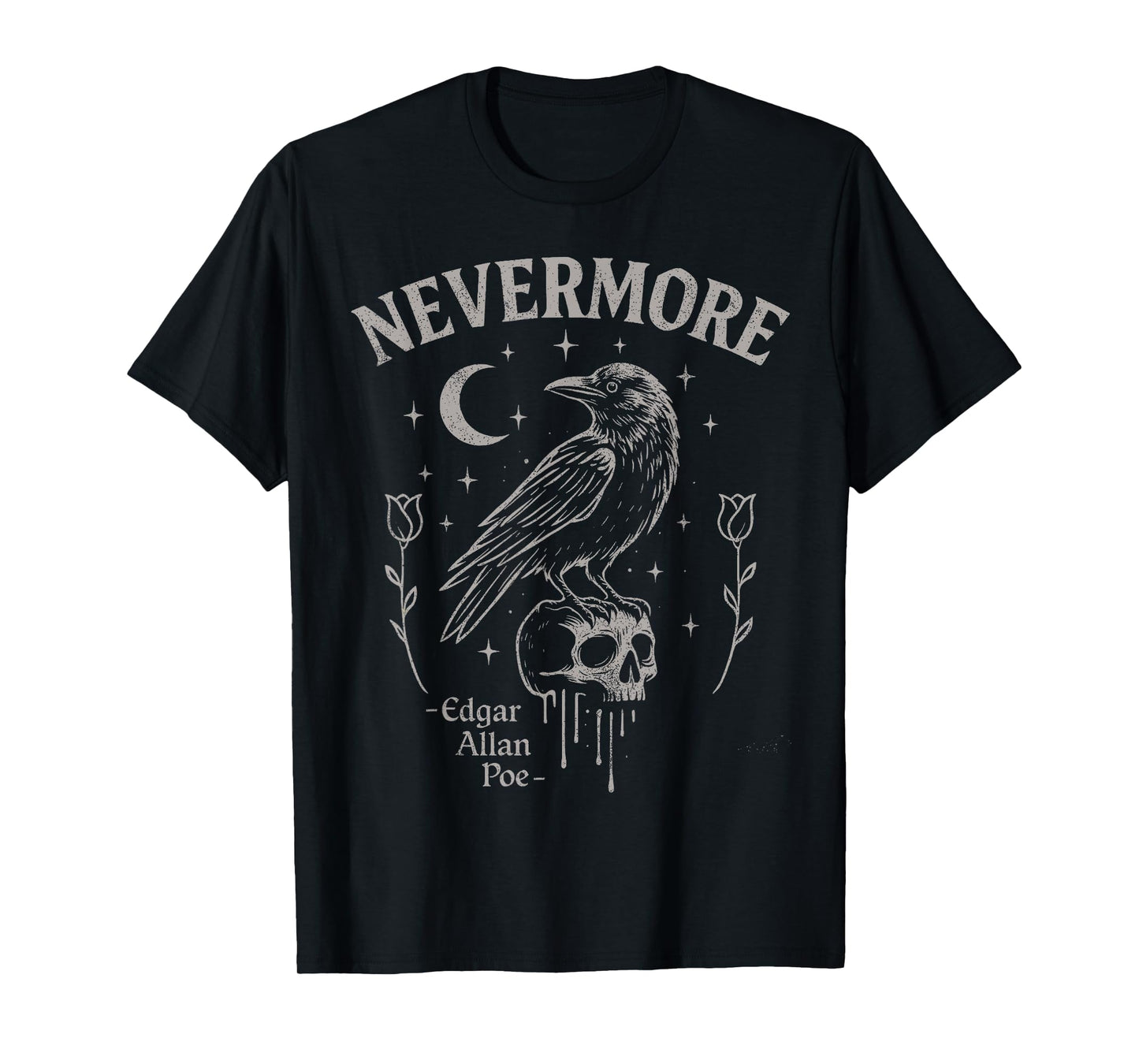 Nevermore Raven Skull Art, Gothic Edgar Allan Poe T-Shirt