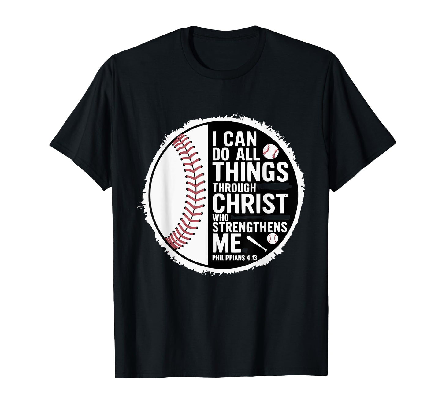 Baseball Player Sports with Christian Bible Verse Theme T-Shirt