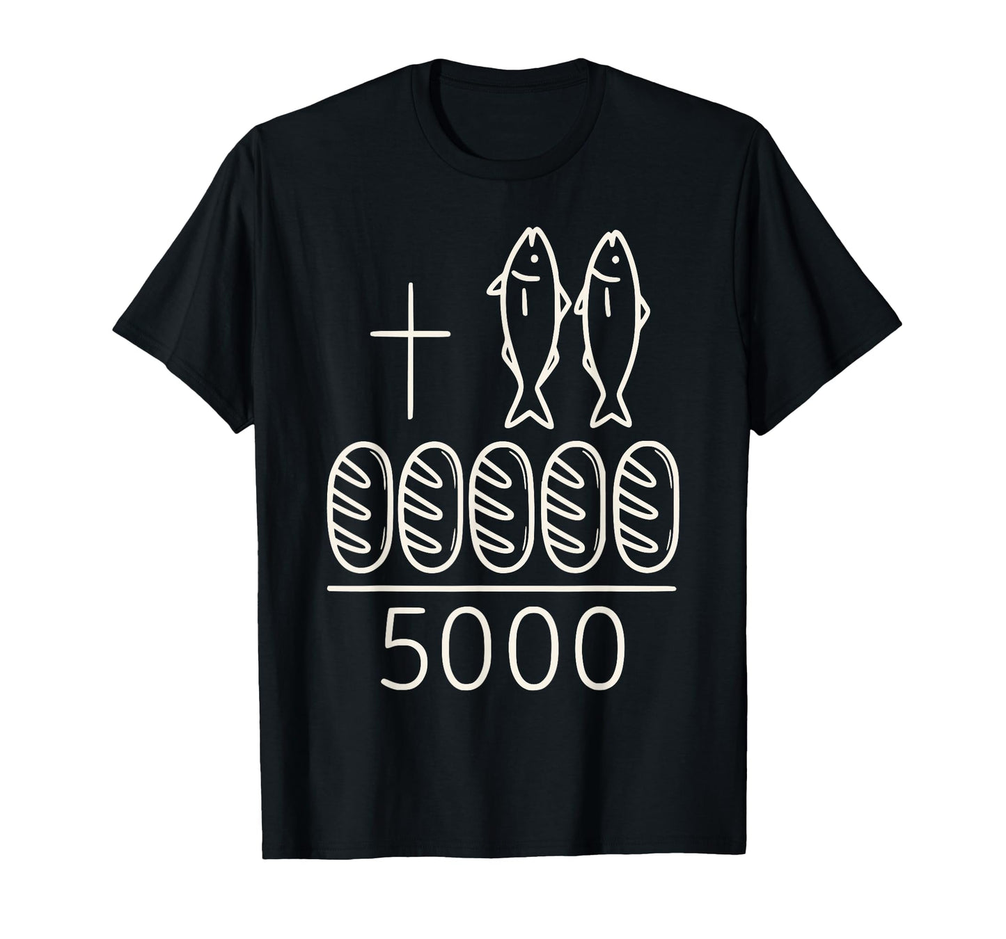 2 Fishes 5 Breads Jesus Cross 5000 Miracle Christian T-Shirt