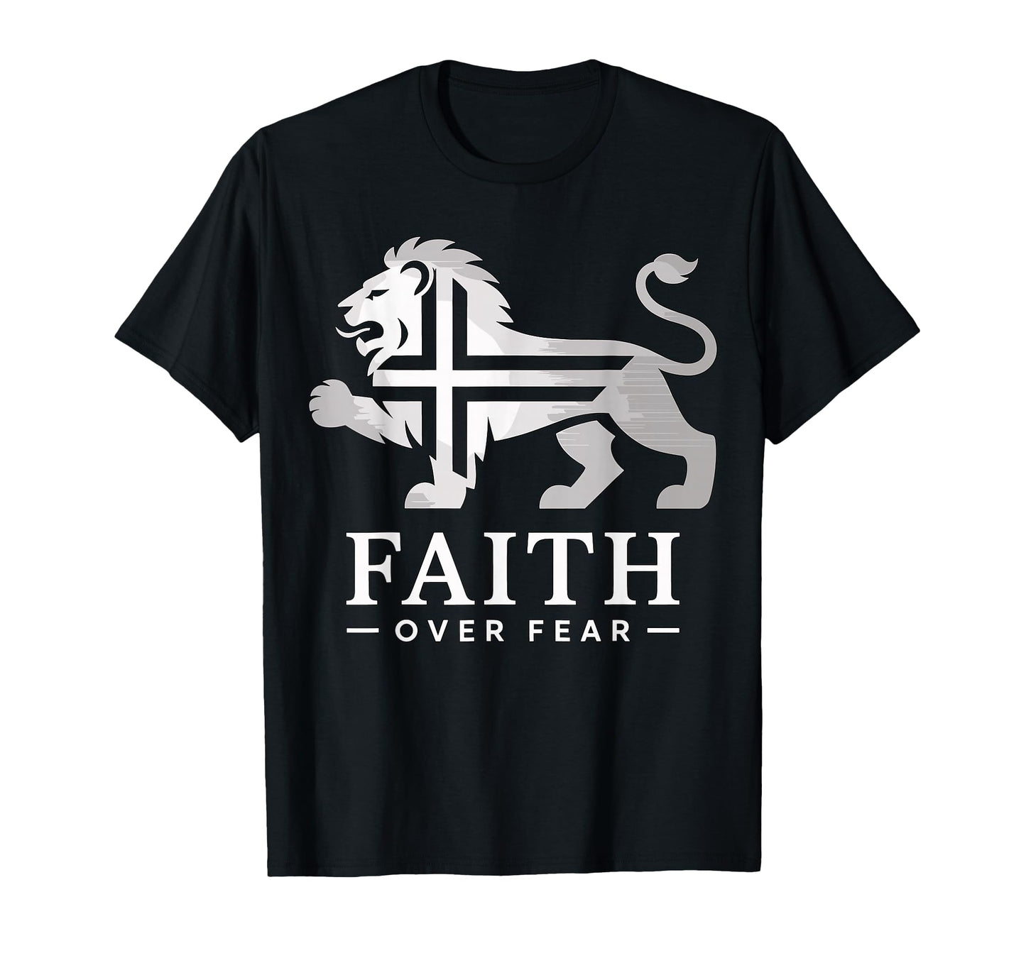 Faith Over Fear Lion Cross Christian T-Shirt