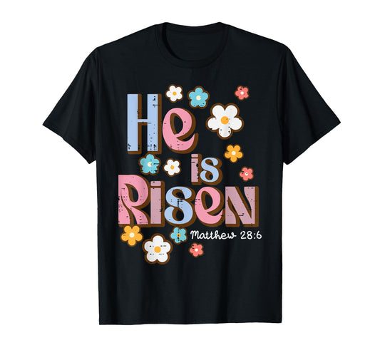Easter Jesus He Is Risen Christian Faith Girls Kids Women T-Shirt
