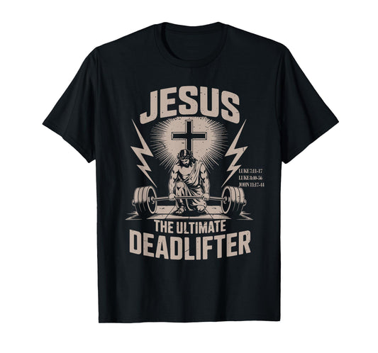 Jesus The Ultimate Deadlifter Muscle Kid Funny Christian Gym T-Shirt