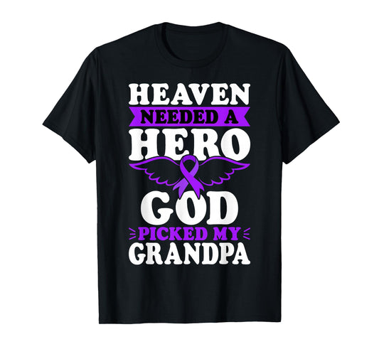 in Memory of Grandpa Pancreatic Cancer Purple Ribbon T-Shirt