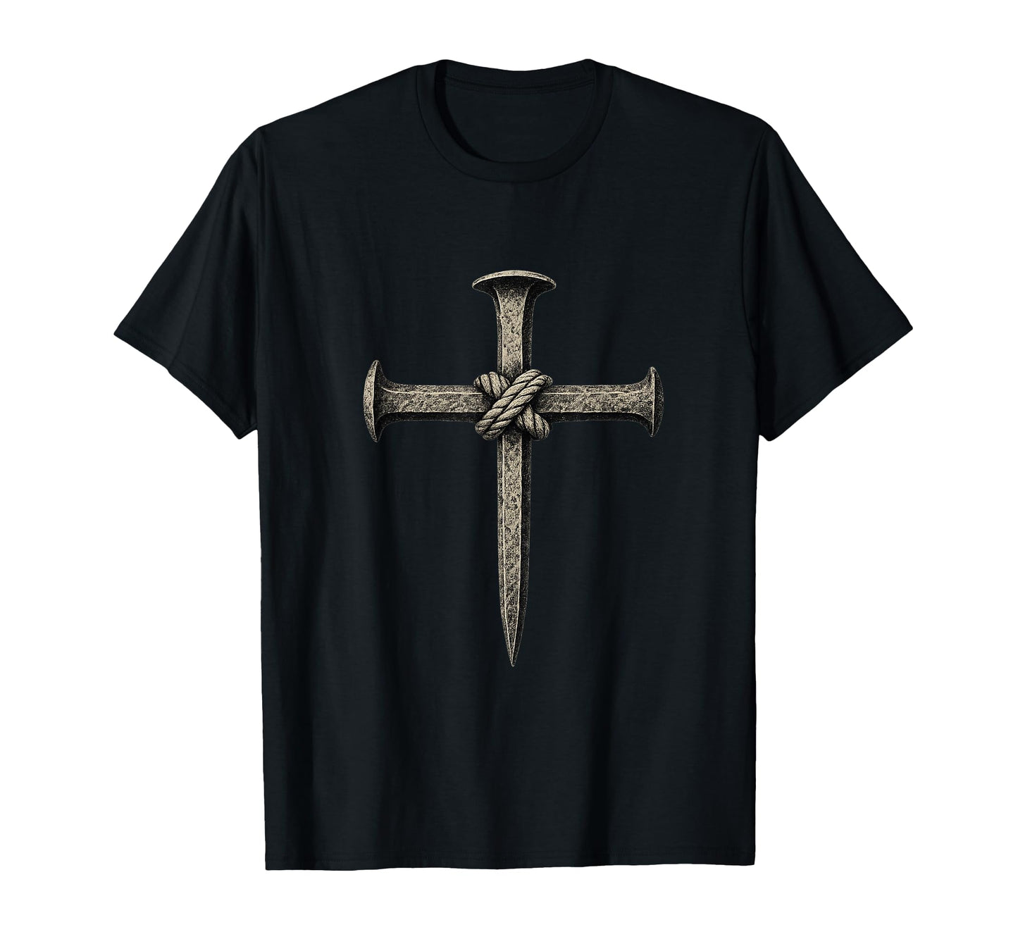 Rusty Cross of Nails with Rope | Bold Christian T-Shirt