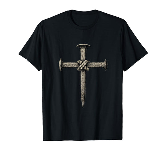 Rusty Cross of Nails with Rope | Bold Christian T-Shirt