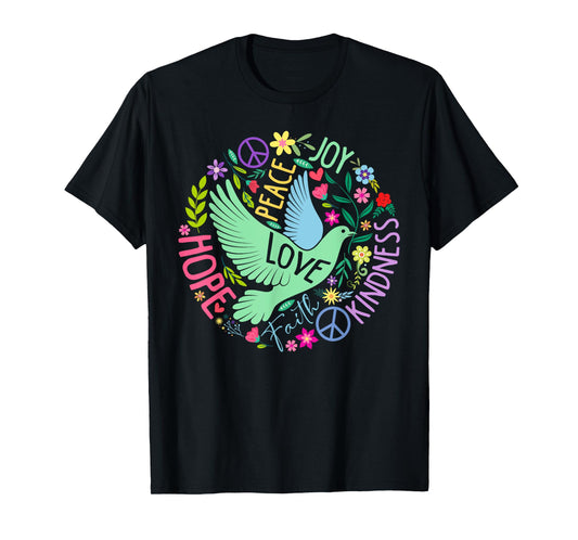 Groovy Hippie Peace Hope Love Peace Bird World Peace Day T-Shirt