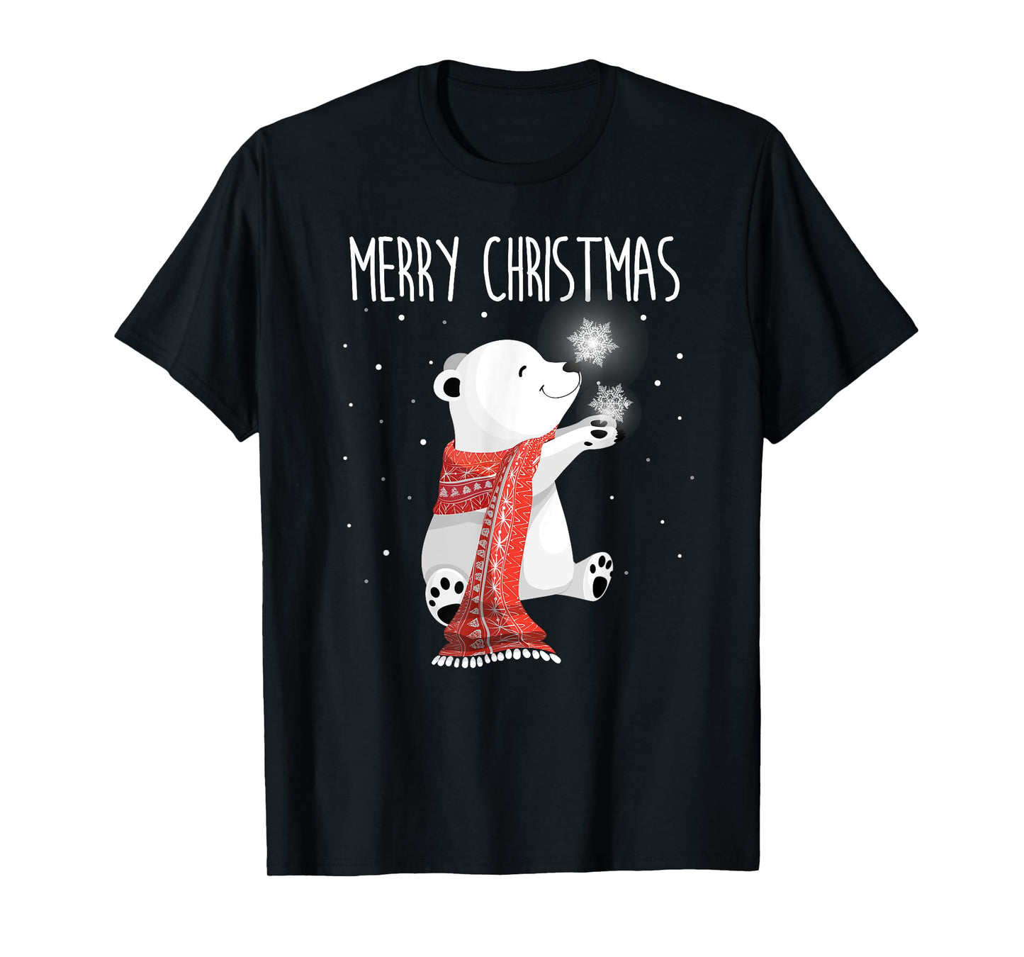 Cute Polar Bear Scarf Merry Christmas Xmas Holidays Gift Tee T-Shirt