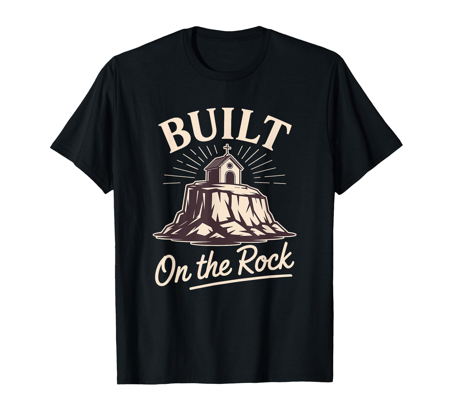 Built on Rock Christian Faith Sunday School Design T-Shirt
