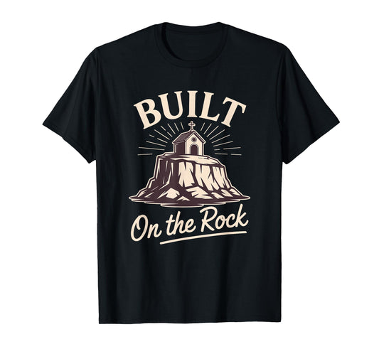 Built on Rock Christian Faith Sunday School Design T-Shirt