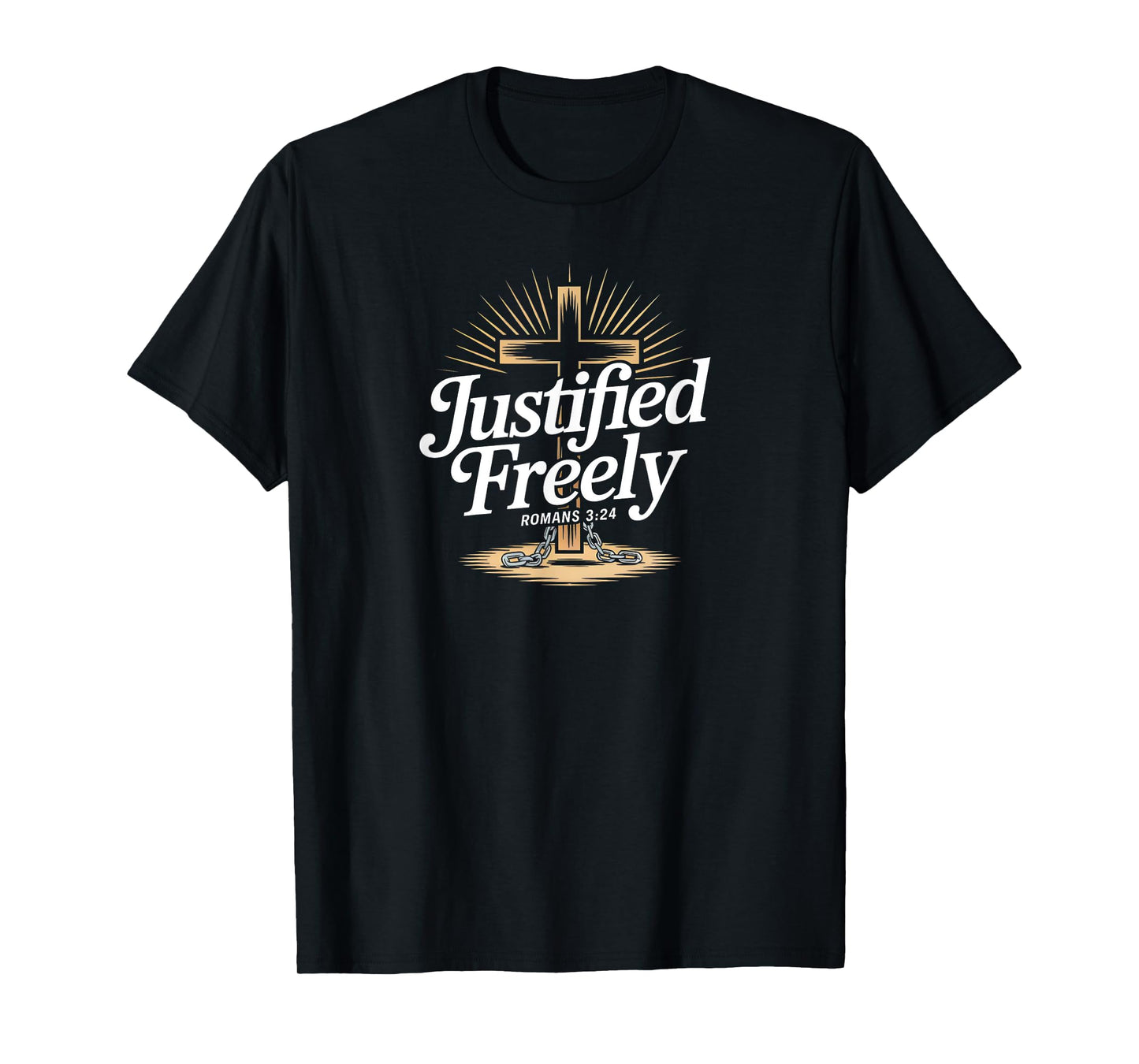 Justified Freely Romans 3 Christian Faith Grace Bible Verse T-Shirt