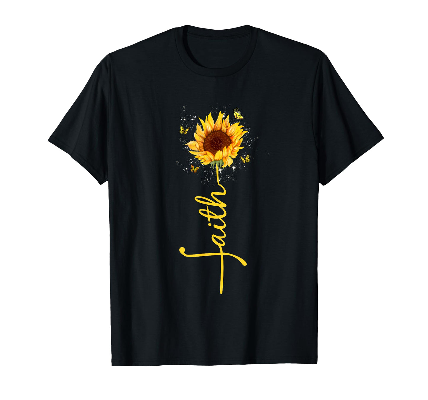 Faith Cross Sunflower Butterflies Flowers Christians Flora T-Shirt