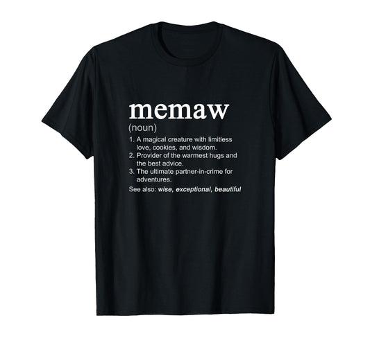 Memaw Definition Funny Mother's Day Noun T-Shirt