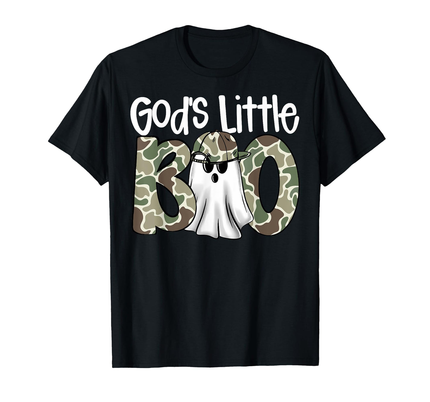 God's Little Boo Camo Ghost Christian Halloween Boys Kids T-Shirt