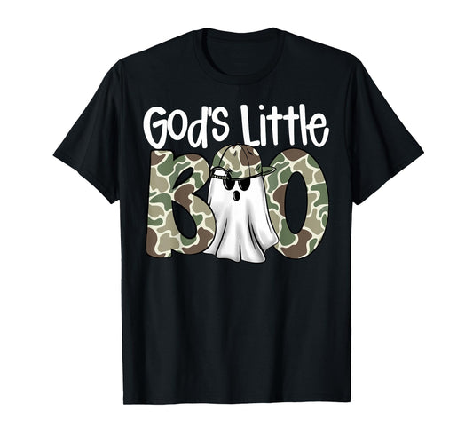 God's Little Boo Camo Ghost Christian Halloween Boys Kids T-Shirt