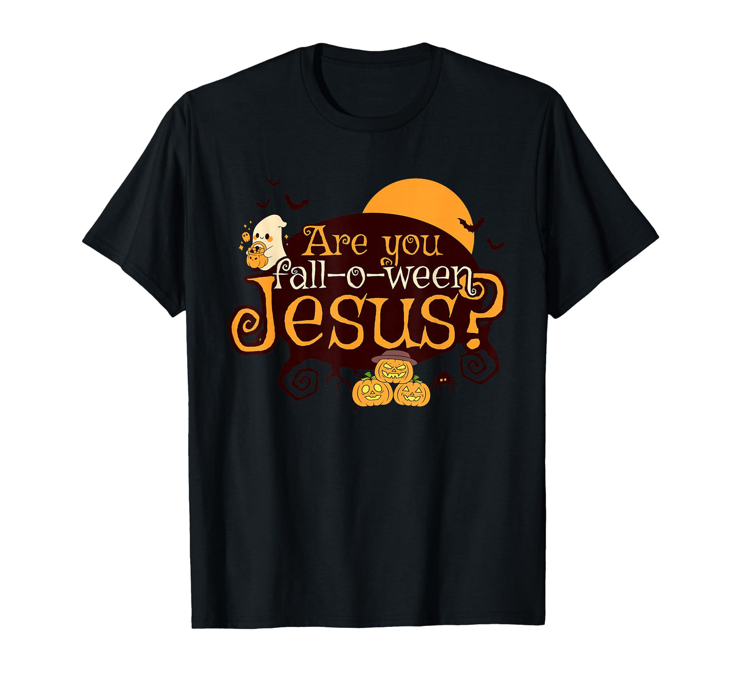 Cute Ghost with Pumpkins are You Fall-o-ween Jesus T-Shirt
