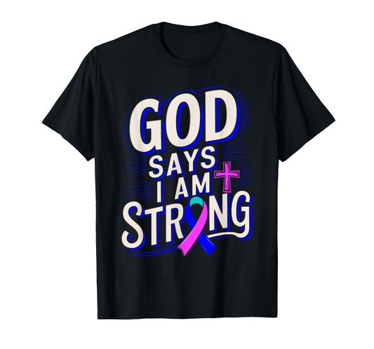 God Says I'm Strong Survivor Thyroid Cancer Awareness T-Shirt