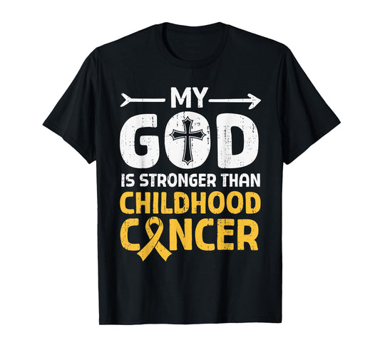 God Stronger Childhood Cancer Awareness Christian Religious T-Shirt