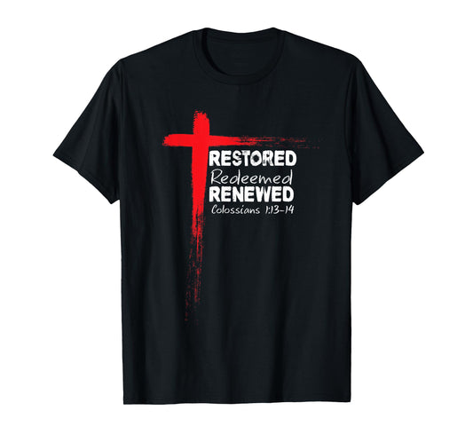 Christian Bible Verse Colossians 1:13-14 Cross T-Shirt